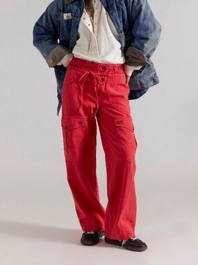 NWT Free People We The Free Park Ave Pull-On Cargo Pants in Red Clay Size Med